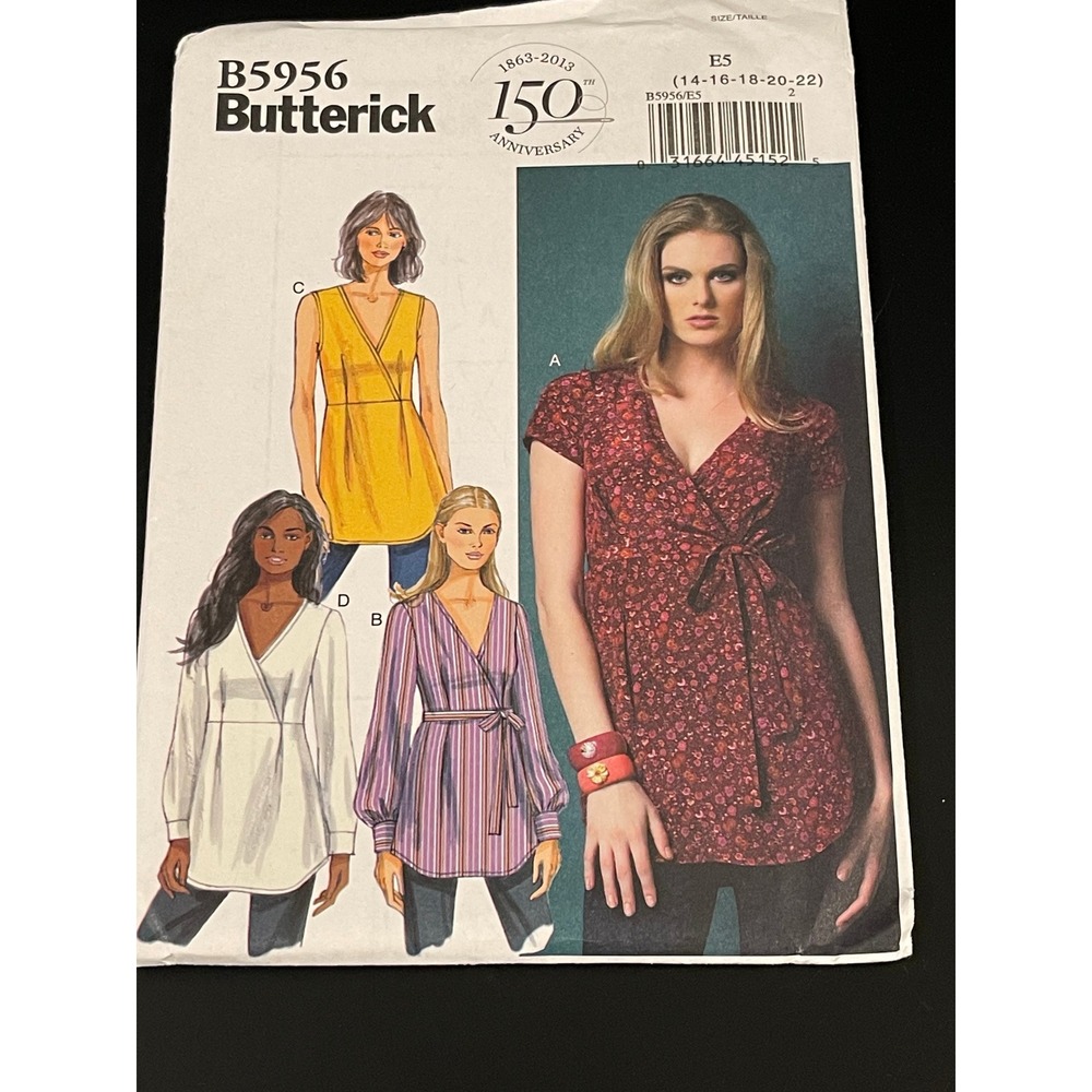00222‎ - Butterick B5956 Sewing Pattern Misses Top Loose Fitting Size 14-22